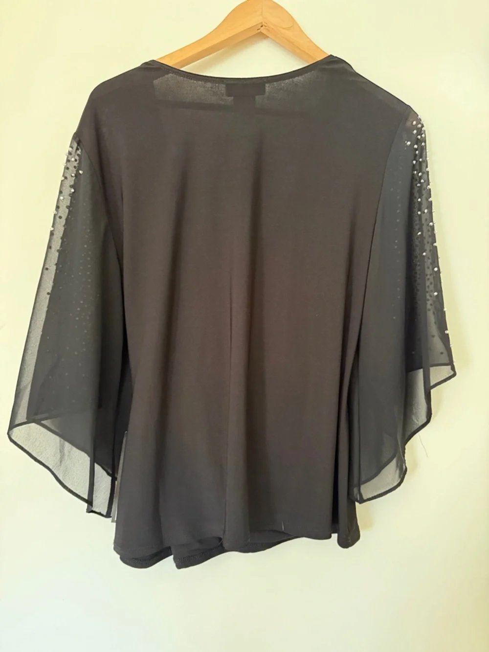 MSK Black Beaded Draped Blouse - Picture 2 of 4